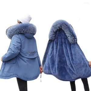 Kadınlar için Ceketler Kadınlar için Pamuk Kalın Sıcak Kış Ceket Ceket Sıradan Parka Giysileri Kürk Astar Kapşonlu Paltolar