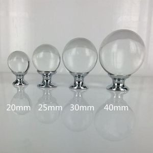 20mm 25mm 30mm 40mmガラス引き出しキャビネットノブプルシルバークロムクリスタルボールドレッサードアハンドルモダンな家具ノブ169Q