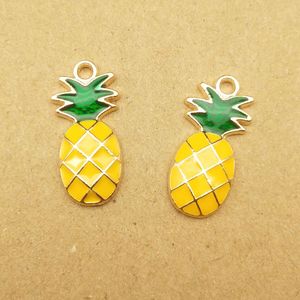 Naszyjniki wiszące 10pcs emalia ananasa urok do biżuterii produkcji zapasów owocowych kolczyków w zawieszek bransoletka Naszyjka