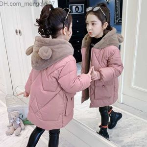 Down Coat 2022 New Fashion Children's Girls Winter Warm Jacket Youth Down Jacket Children's Hoodie Plus Velvet Coat TZ264 Z230719