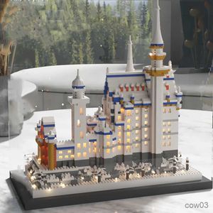 Block med LED Light Swan Lake Castle Building Block Bricks DIY Assembly Mini World Architecture Model Toy for Children Xmas Gifts R230720