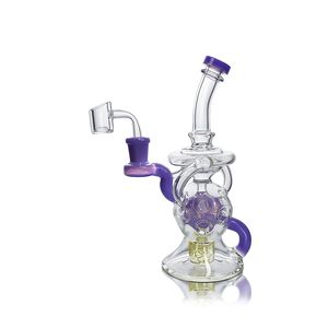 Waxmaid 7.68inches Ballsphere Recycler transparent purple hookah beaker Glass water pipe 14mm Male Glass Bong Bowl US warehouse retail order free shipping