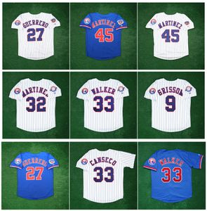 Vladimir Guerrero 1997 Montreal Expos Pedro Martinez Baseball Jersey Dennis Martinez Larry Walker Marquis Grissom Canseco z Jackie 50th 25th Patch Rozmiar S-4xl