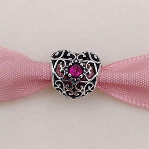 Andy Jewel Contas de Prata Esterlina 925 Julho Signature Heart Birthstone Charms Fits European Pandora Style Jewelry Bracelets 217z