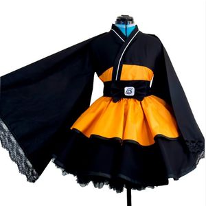 Anime Japonês Naruto Shippuden Uzumaki Naruto trajes cosplay Lolita Quimono cosplay Traje Halloween Dress257b