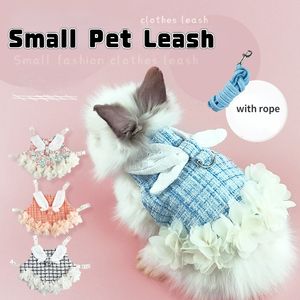 Small Animal Supplies Pet Rabbit Leash Guinea Pig Princess Dress Lop Plaid Lace Clothes Costume Dwarf Accessories 230719