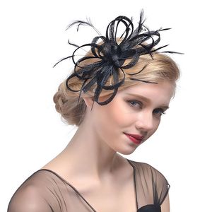 Hochzeit Kopfschmuck Braut Fascinator Hut Rüschen Blume Feder Party Frauen Mädchen Haarspange Glitzer Strass Vintage Bankett Kopfschmuck