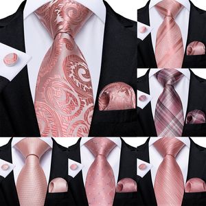 Bow Ties DiBanGu Fashion Peach Pink Men Gifts Tie Clip Hanky Cufflinks Coral 100 Silk Necktie Gravat Business Wedding Party Set 230718