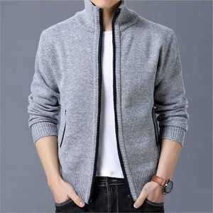 Suéteres Masculinos Novo Suéter Cardigã de Lã Masculino Outono/Inverno Jaqueta Térmica com Zíper Malha Moderna Casual Tamanho Grande M-4XL L230719