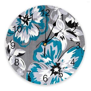 Wall Clocks Flower Blue Grey Texture Home Decor Modern Kitchen Room Bedroom Living Clock