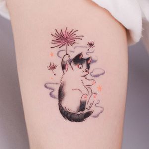 かわいい猫のタトゥー防水防止現実の偽のタトゥーインク風力動物デカールインスタイル