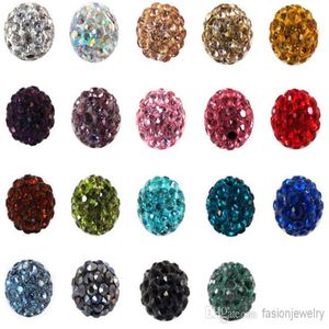 100 pçs lote mais baixo 10mm bola multicolorida misturada Cristal Conta Pulseira Colar Miçangas novas LoteRhinestone DIY spacer249o