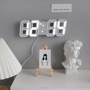 Wall Clocks 3D LED Digital Clock Wall Decor Glowing Night Mode 3 Alarms Electronic Table Clock 12/24H Wall Clock for Living Room LED Clock 230718