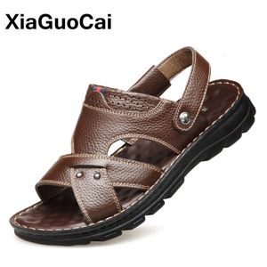 Sandálias Verão Homens Sandálias Couro Genuíno Plataforma Resistente ao Desgaste Sapatos de Praia Respirável Lazer Moda Calçado Masculino 230719