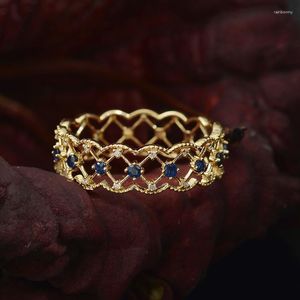 Wedding Rings Women's Vintage Wavy Lace Elegant Shiny Crystal CZ Stone Hollow Geometric Pattern Charm Open Ring Trendy Jewelry