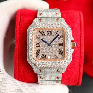 Ręcznie robione diamentowe zegarek Męskie automatyczne mechaniczne 8215 Projektowanie Ruchu Watche 40 mm szafir ze stalową bransoletką z diamentów Montre de Luxe