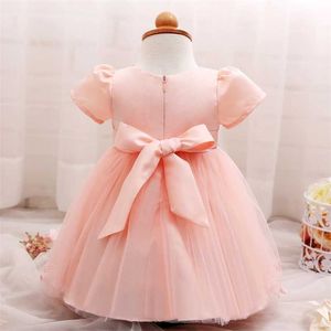 Girl's Dresses 0-2T Baby Girl White Dress Lace Flower Girls Dressese for Weddings Infant 1st Birthday Princess Bow Clothes Babe Tulle Gown R230719