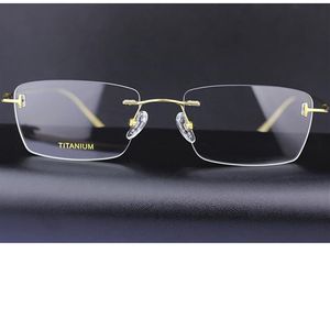 Neue leichte 567 Pure-Titanium Frame randlose Brille für Herren 54-18-145, norble rechteckige Business-Brille mit Sehstärke 340i