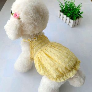 Abbigliamento per cani Abiti estivi dolci Abiti da sarchiatura per cuccioli di design larghi Abbigliamento Collare floreale Gonna lanterna principessa per cani di piccola taglia Bichon