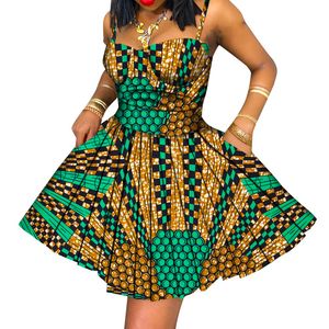 女性のためのアフリカンドレスポケット付きセクシーなホルタードレスアンカラウェディングパーティー服wy5306