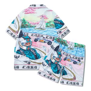 Męskie dresy multi wersje Wzór drukowania w stylu Hawajów na plażę nadmorski świąteczny krótki zestaw hip -hopowe swobodne koszule Krótkie mężczyźni Kobiety Suit Casa 230719