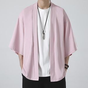 Men's Jackets Solid Drop Shoulder Kimono Jacket Open Front Cardigan Cloak