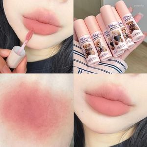 Lip Gloss Cute Bear Matte 6 Colors Misty Nude Mud Waterproof Lasting Easy To Color Pink Red Velvet Tint Makeup Cosmetics