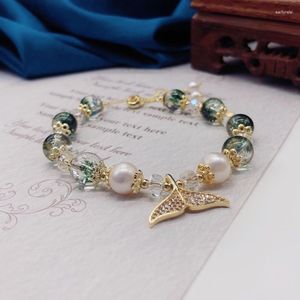 Strand Fishtail Optimized Green Ghost Freshwater Pearl Bracelet Adjustable