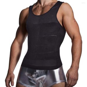 Men's Body Shapers Mens Compression Tank Top Slimming Shaper Vest Shirts Abs Slim Gym