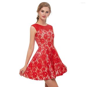 Partykleider Noble Club 2023 Scoop Lady Mini Länge Kleid Spitze Prom Reißverschluss Cocktail ärmelloses Heimkehrkleid