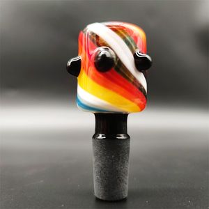 2023 Parrucca Wag 14mm Ciotola spessa Pezzo Bong Glass Slide Tubi d'acqua Crema Round Black Dots Rainbow sTRIP Heady Slides Ciotole colorate Accessorio per fumatori maschile