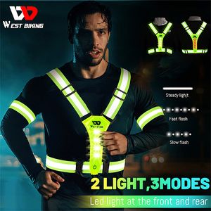 Cycling Shirts Tops WEST BIKING Cycling Safety Vest with Light Reflective Vest Night Walking Electric Scooter Flashing Vest for Running Fishing Men 230718