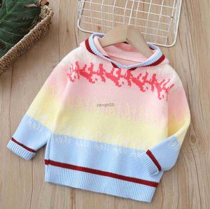 Pullover flickor stickade tröjor Spring Autumn Children Woolen Hoodies Coat kläder för baby pojke 6 år tröjor barn pullover tröja hkd230719