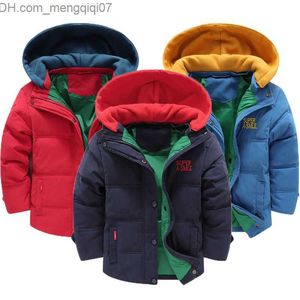 Coat Winter New Boys' Jacket with Thick Panel to Keep Warm Hooded Cold Wind Protection 3-10 Year Old Children's Jacket Z230719