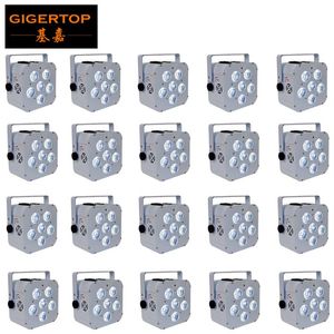 20XLOT Weißes Aluminiumgehäuse, kabellos, batteriebetrieben, 6 x 18 W, quadratisch, LED-Par-Licht, RGBWA, UV, 6-in-1, Farbmischung, DMX 6 1224Y