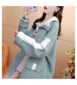 Kadın Örgü Moda Sweater Hırka Uzun 2023 Bahar gevşek tembel rüzgar örgü trend ceket