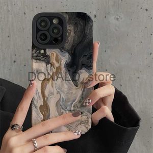 Custodie per cellulari Custodia per telefono acquerello sfumato stile nero per iPhone 13 14 Pro Max 11 12 Pro 7 8 Plus XS Max XR Cover posteriore in silicone antiurto J230719