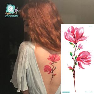24 estilos de flores sensuais adesivo de tatuagem temporária rosa peônia lótus pêssego design tatuagem feminina à prova d'água corpo arte da mão tatuagem falsa