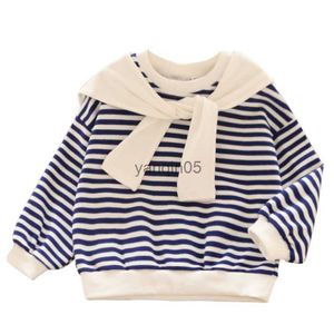 Pullover 2023 Spring Autumn New Children's Sweater Korean Girl's T-Shirt Boy's Stripe Top Fashion Long Sleeve Casual Tunic Girls Sweaters HKD230719