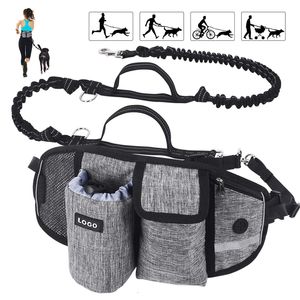 Hundhalsar Leases Yokee Walking Bags Training Pet Treat Bag Fanny Pack Hands Free Candy Pouch Bungee Leash Feed Bowls Storage Water Cup 230719