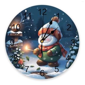 Wall Clocks Christmas Snowman Tree Clock Large Modern Kitchen Dinning Round Bedroom Silent Hanging Watch