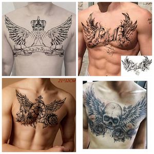 Devil Wings Skull Cross Tattoo Sticker Män och kvinnor tillbaka bröstvattentät blomma Lion Body Art Fake Tattoo Cool Tattoo Sticker