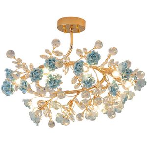 Lustre de cristal para sala de estar europeu, iluminação, lustres de cristal modernos, luzes de quarto de jantar de luxo, pingente de suspensão de cerâmica L245c