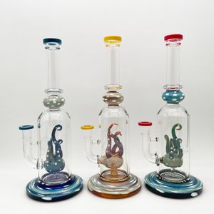 Gümüş Fumed Ahtapot Cam Bong Su Borusu 12 inç Bubbler 14mm dişi eklem, kase ve kuvars banger ile ücretsiz