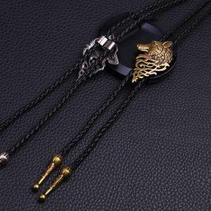 Gravatas Bolo Lobo De Metal Gravata Lobo Cowboy para Camisa Jeans Colar Ocidental Colar Cadarço Trançado Bola-Gravata envio direto HKD230719