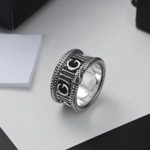 Hip hop masculino menino 925 prata marca original gravado g preto anel de carta de aço titânio anéis femininos designer de meninas festa de verão joias senhora presentes tamanho 6 7 8 9