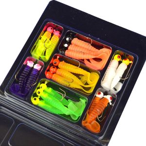 Fishing Hooks 34pcs Metal Jig Head Fishing Hooks Set 17pcs Jigging Heads Hook 17pcs Soft Worm Lure Grub Silicone Fish Artificial Bait Tackle 230718