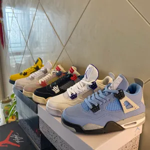 9 дней доставки Jumpman 4 4S Air Basketball Shoes Pine Green военный черный кот красный гром белый Oreo Unc Blue Sail Cement Seafoam Инфракрасные спортивные кроссовки