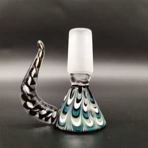 2023 Wig Wag 14mm Thick Thick Piece Bong Glass Slide Water Pipes Cream Teal Blue white Holder Tip Heady Slides Colorful Bowls Male Smoking Accessory