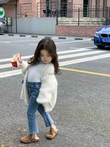 Pullover 2022 Autumn and Winter New Korean Style Girls' Knitted Sweater Coat Baby Long Sleeve Cardigan HKD230719